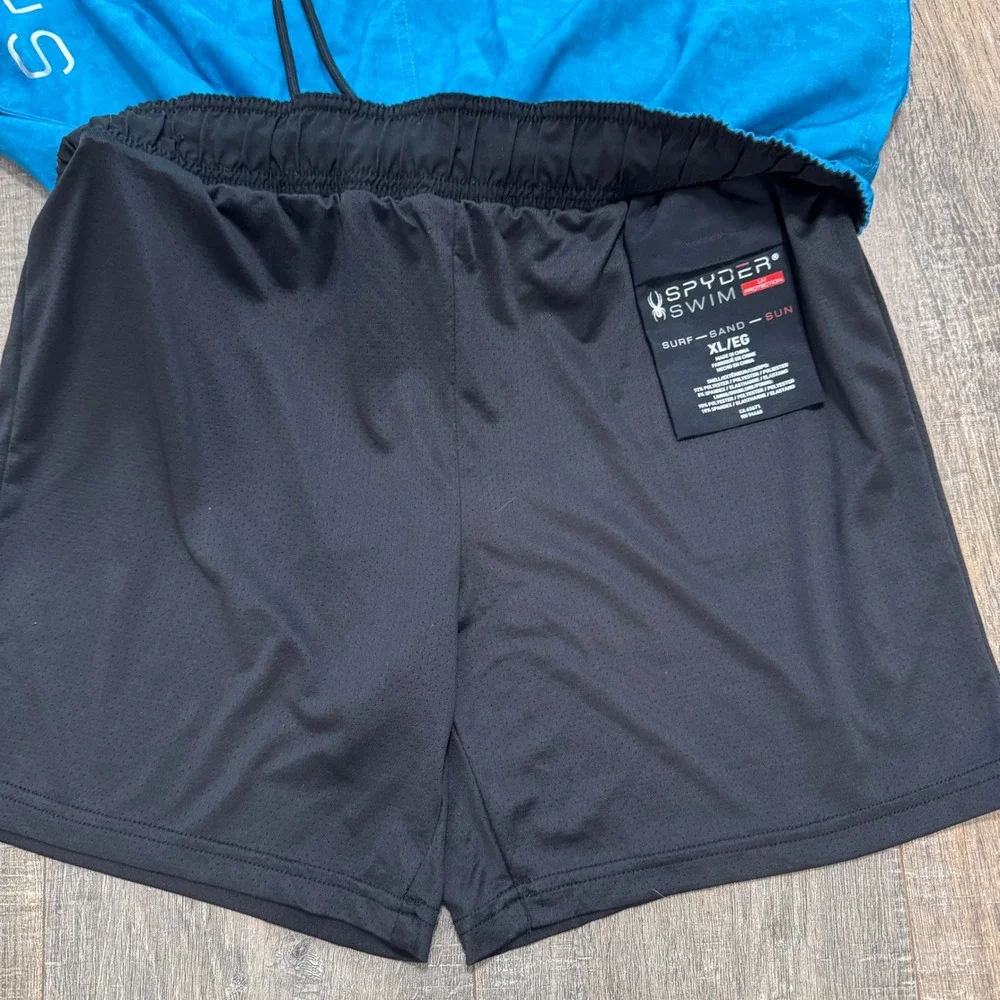 2 Pair Bundle Spyder Men's Swim‎ Trunks Board Shorts XL Blue Teal Green Beach